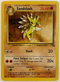 Sandslash 41/62 Fossil Set Unlimited Original Vintage Fighting Pokemon Card TCG - Image 2
