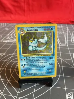 Vintage 1999 Pokemon Jungle Vaporeon 12/64 Holo Card Heavily Played - Image 1