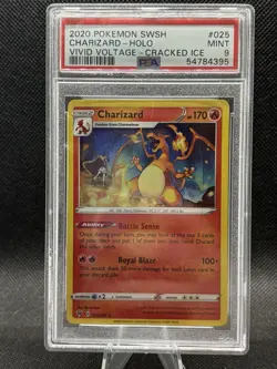 2020 Charizard 025/185 Pokemon Vivid Voltage Cracked Ice Holo PSA 9 Mint - Image 1