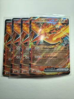 4x Pokemon TCG Destined Rivals Team Rockets Moltres Ex 031/182 NM Playset - Image 1