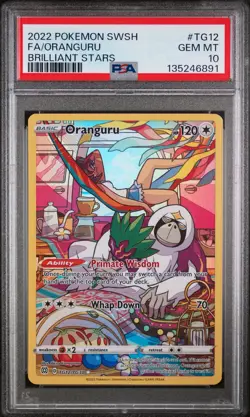 2022 POKEMON SWORD & SHIELD BRILLIANT STARS #TG12 FULL ART/ORANGURU PSA 10 - Image 1