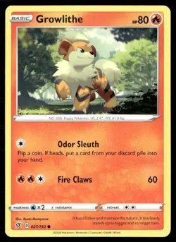 2020 Sword & Shield - Rebel Clash Growlithe Basic/Common #27 - Image 1