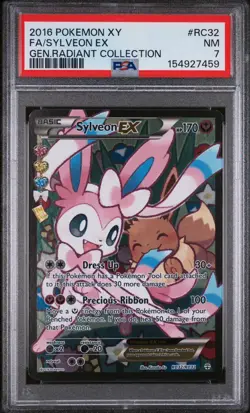 2016 POKEMON XY GENERATIONS RADIANT COLLECTION #RC32 FULL ART/SYLVEON EX PSA 7 - Image 1
