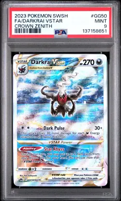Darkrai Vstar GG50/GG70 PSA 9 Pokemon Crown Zenith - Image 1