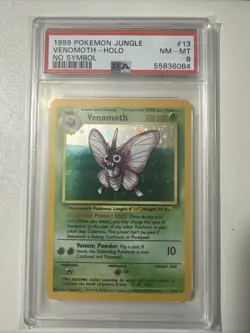 1999 Pokemon Jungle Venomoth Holo No Symbol #13 PSA 8 - Image 1