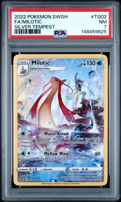 2022 POKEMON SWORD & SHIELD SILVER TEMPEST FULL ART/ MILOTIC TG02 PSA 7 - Image 1