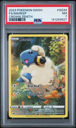 2023 POKEMON SWORD & SHIELD CROWN ZENITH #GG34 FULL ART/MAREEP PSA 7 - Image 1