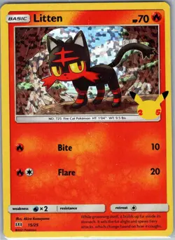 Litten - 15/25 015/025 Holo McDonald's 25th Anniversary Promos - Pokemon - NM - Image 1