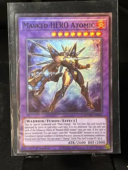 YuGiOh Masked Hero Atomic MZMU-EN016 Super Rare 1st ED - Image 1