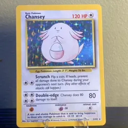 Pokemon TCG Chansey Holo Rare Card Base Set 3/102 1999 120 HP Basic - Image 1