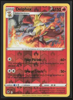 Delphox Rare SWSH12: Silver Tempest 027/195 NM Pokemon Card Reverse Holo - Image 1