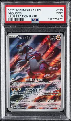 2023 POKEMON PAR EN-PARADOX RIFT ILLUSTRATION RARE #199 GROUDON PSA 9 - Image 1
