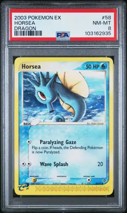 2003 POKEMON EX DRAGON #58 HORSEA PSA 8 - Image 1