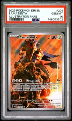 2025 POKEMON DRI EN-DESTINED RIVALS ILLUSTRATION RARE #201 ZAMAZENTA PSA 10 - Image 1