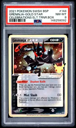 2021 POKEMON SWSH BLACK STAR PROMO #144 GRENINJA-GOLD STAR PSA 8 - Image 1