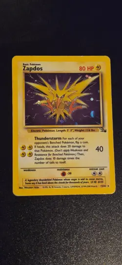 Zapdos 15/62 4th Print Holo Rare Fossil Pokemon HP - Image 1