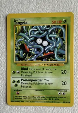 Pokemon TCG Tangela Base Set 66/102 Regular 1999-2000 Wizards Base Set Copyright - Image 1