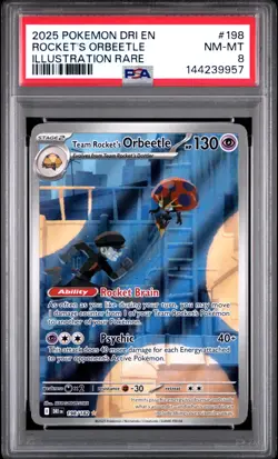 PSA NM-MT 8 - 2025 POKEMON DRI EN-DESTINED RIVALS 198 ROCKET'S ORBEETLE - Image 1