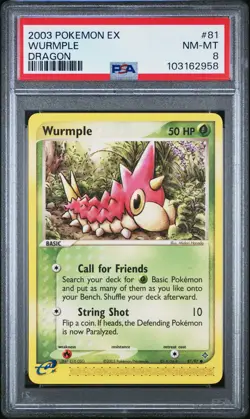 2003 POKEMON EX DRAGON #81 WURMPLE PSA 8 - Image 1
