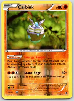 POKEMON FATES COLLIDE CARBINK 49/124 RARE REVERSE HOLO LP - Image 1