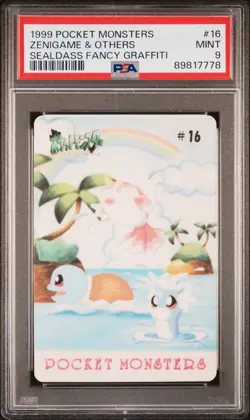 1999 POCKET MONSTERS SEALDASS FANCY GRAFFITI #16 ZENIGAME & OTHERS PSA 9 - Image 1