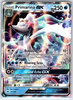 Primarina GX 42/149 Holo Ultra Rare SM Base Set Pokemon Holo Near Mint - Image 1