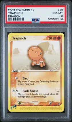 2003 POKEMON EX DRAGON #79 TRAPINCH PSA 8 - Image 1