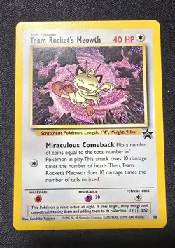 Pokemon Black Star Promo Team Rocket’s Meowth 18 Lightly Played LP WOTC - Image 1