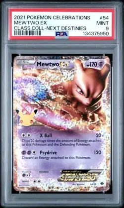 2021 Pokemon Celebrations Classic Collection 54/99 Mewtwo EX PSA 9 Mint - Image 1