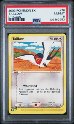 2003 POKEMON EX DRAGON #76 TAILLOW PSA 8 - Image 1