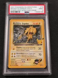 Pokemon TCG Rocket's Zapdos 15/132 Celebrations Holo PSA 9 2021 - Image 1