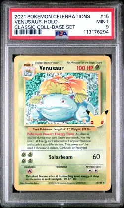 2021 Pokemon Celebrations Classic Collection #15 Venusaur-Holo PSA 9 250001 - Image 1