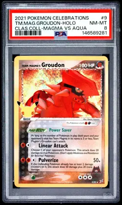 Team Magma's Groudon Holo 9 Celebrations Classic Collection Pokemon PSA 8 - Image 1