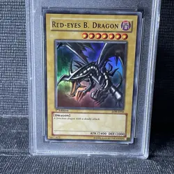 Yugioh 🍁 Red-Eyes B. Dragon LOB-E056 Ultra Rare 1st Edition Drago Nero •🍁 PSA9 - Image 3