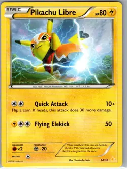 Pikachu Libre 14/30 Non Holo XY Trainer Kit: Pikachu Libre - Pokemon Card - LP - Image 1
