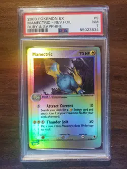 Pokemon Manectric 9/109 Reverse Holo EX Ruby and Sapphire Graded 7 Near Mint - Image 1