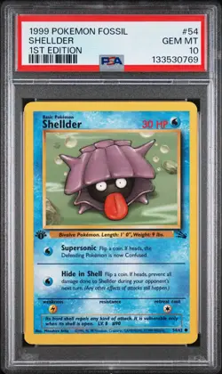 1999 POKEMON FOSSIL 1ST ED #54 SHELLDER PSA 10 - Image 1