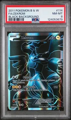 2011 POKEMON BLACK & WHITE BLACK BACKGROUND #114 FULL ART/ZEKROM PSA 8 - Image 1