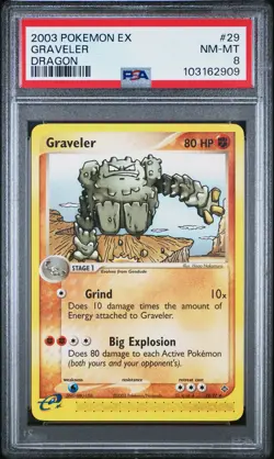 2003 POKEMON EX DRAGON #29 GRAVELER PSA 8 - Image 1