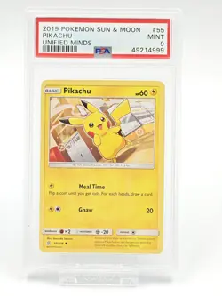 2019 POKEMON SUN & MOON UNIFIED MINDS #55 PIKACHU PSA 9 - Image 1
