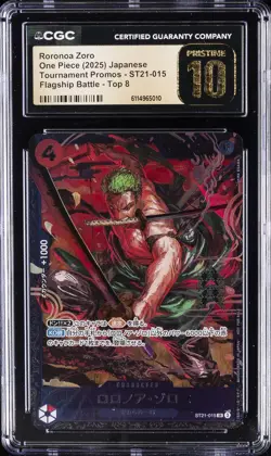 2025 ONE PIECE JAPANESE TOURNAMENT PROMOS #ST21-015 RORONOA ZORO CGC 10 PRISTINE - Image 1