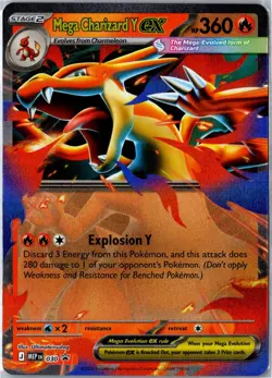 Pokemon Card - Mega Charizard Y ex 030 ME: Mega Evolution Promo Promo Holo NM - Image 1