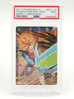2017 DRAGON BALL SUPER CARD GAME SERIES 2 UNION FORCE #BT2-042 TRUNKS PSA 9 - Image 1