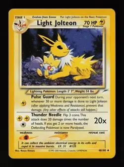 Light Jolteon 48/105 Non Holo Uncommon Neo Destiny Pokemon Card - Image 1