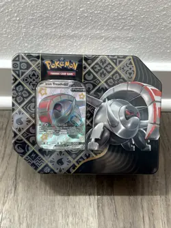 Pokemon TCG Iron Treads Ex Paldean Fates Tin (5x Packs) SEALED - Image 1