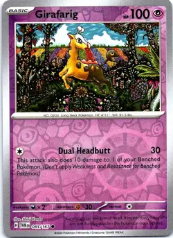 Girafarig 083/167 Common Twilight Masquerade Pokemon Reverse Holo Near Mint - Image 1