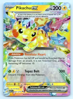 Pokemon Pikachu ex Surging Sparks SSP DOUBLE RARE HOLO 057/191 Works NM - Image 1