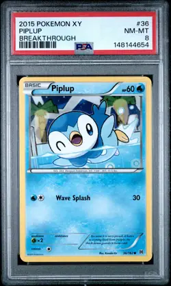 2015 POKEMON XY BREAKTHROUGH #36 PIPLUP PSA 8 - Image 1