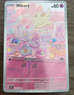 Pokemon Milcery TCG Card 152/142SV07: Stellar Crown Holo Illustration Rare - Image 1