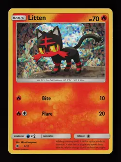 Litten 3/12 Holo McDonald's Promo 2017 Pokemon Card - Image 1